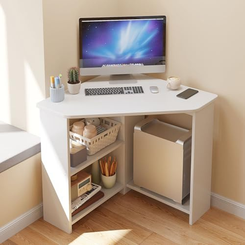 CHZIMADE Corner Desk Computer PC Loptop Table with Shelves