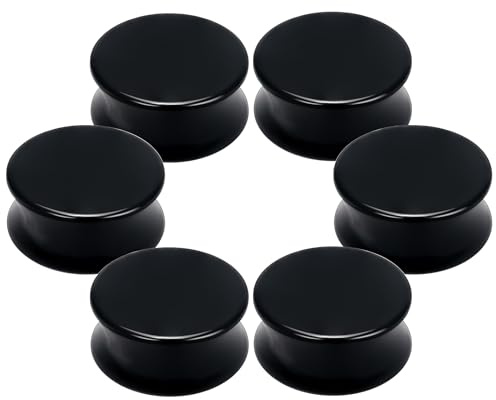 Pexveiuu 6G-30 mm solida akryl svarta mätare för öron lätta tunnlar dubbla utsvängda sadel öronproppar tunnlar örhängen för kvinnor män, Akryl, Plast
