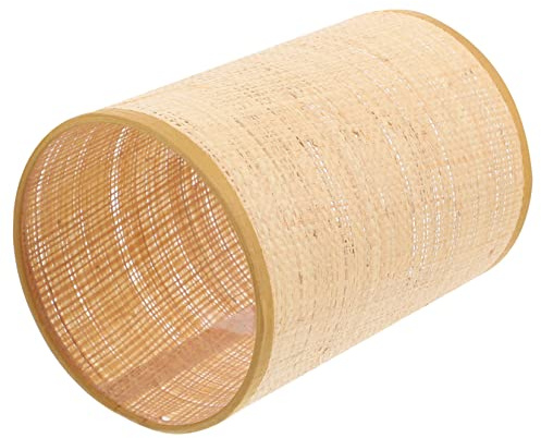 Makramee Lampenschirm aus Rattan und Metall für E27/e14 | Boho Stil mit 4, 2cm Lochdurchmesser, Stabile Befestigung per Fixierring, für Esszimmer und Cafés