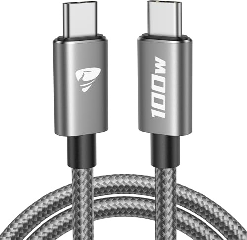 Aioneus Cable USB C 100W, 2M Cable USBC Carga Rapida QC Cable USB C a USB C Trenzado Nylon Cable Tipo C Cargador para iPhone 17 16 15 Pro Max, Samsung S25 S24 Ultra, iPad Pro, MacBook, Pixel etc