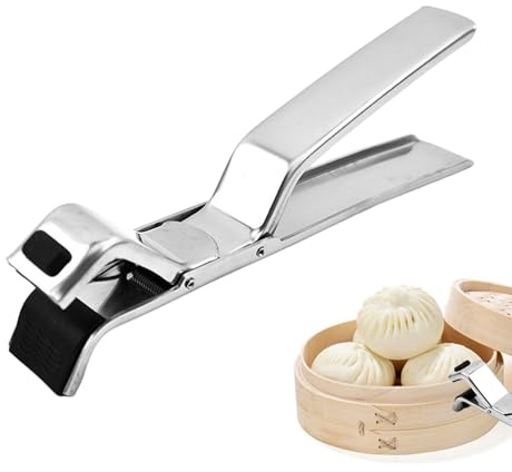 Soporte para placas de cocción - Pinza antiquemaduras para ollas calientes | Utensilio de cocina de silicona de 7 pulgadas de acero inoxidable para microondas | Abrazadera resistente al calor