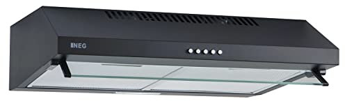 NEG Dunstabzugshaube NEG15-ATB+ (schwarz) Unterbau-Haube mit Doppelmotor (Abluft/Umluft) und LED-Beleuchtung (60cm) Unterschrank- oder Wandanschluss