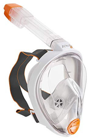 OCEAN REEF - Aria Snorkeling Mask Junior Full Face Snorkeling Mask with Stickers - 180 Degree Underwater Vision - Unisex - White Color - Ideal for Children Over 10 Years Old