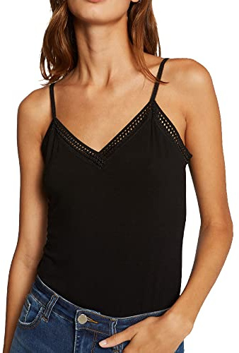 Morgan Top tirantes finos con bandas de encaje Negro L