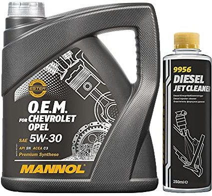 MANNOL 5l, 7701 5W-30 C2/C3 DPF + Diesel Jet Cleaner Düsenreiniger - Kraftstoff Additiv 250 ml