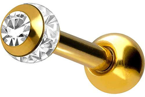 PIERCINGLINE Ohrpiercing als EPOXY-RING-KUGEL mit Kristall - Ohrstecker oder Helixpiercing in 4 Farben und 2 Kugelgrößen