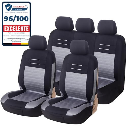Upgrade4cars Housse de Siege Voiture Universelle Noir Gris | Ensemble de Housses Siège Auto Universel | Couvre Sieges pour Avant et Arrière