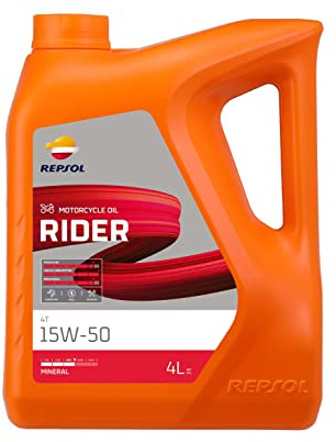 REPSOL Aceite de motor 15W-50 Rider API SL 4T 4L Compatible con YAMAHA MOTORCYCLES FJR FZ CRYPTON NEOS V-MAX