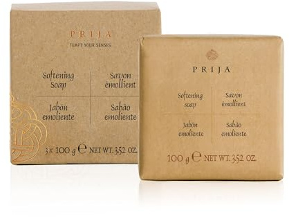 Prija Softening Vegetable Soap Gift Pack for Hand Cleansing and Moisturising, Premium Enriched Hydrating Hand Soap with Vegetable Glycerin in Travel Size 3 x 100g
