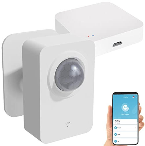 Luminea Home Control Bewegungsmelder Smart: ZigBee-PIR-Bewegungsmelder mit WLAN-Gateway, 8 m Reichweite (Stille Alarmanlage, Funkbewegungsmelder, Überwachungssysteme)