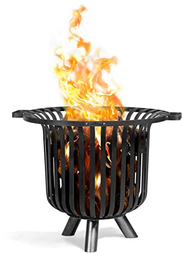 gartendekoparadies.de Eleganter hochwertiger Feuerkorb Ø 60 cm, Höhe 52 cm Feuerstelle Gartendeko aus Stahl