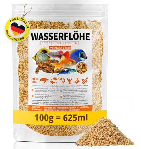 Wasserflöhe getrocknet 625ml (entspricht 100g), Zierfischfutter Aquarium, Daphnien, Fischfutter Aquarium, Zierfutter für Fische