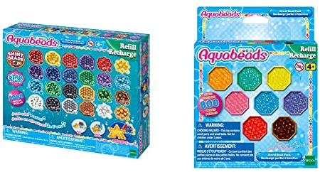 Aquabeads 31995 Perlmuttperlen Nachfüllpack - Nachfüllset & 31520 Glitzerperlen - Nachfüllset Nachfüllpack