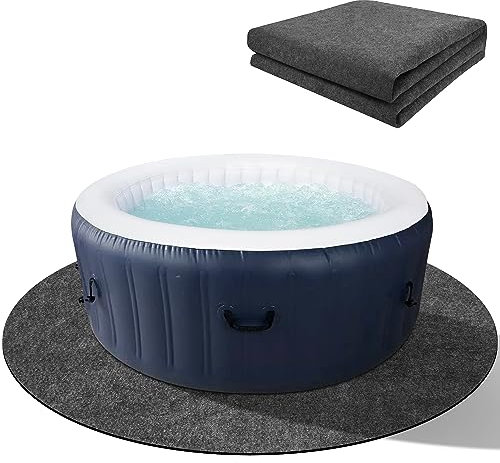 codree 72.8 Inch Round Hot Tub Mat- Water Absorbent Hot Tub Flooring Protector Pad- Non-Slip Above Ground Pool Protector Mat for Protect The Outdoor Hot Tub Pool from Wear