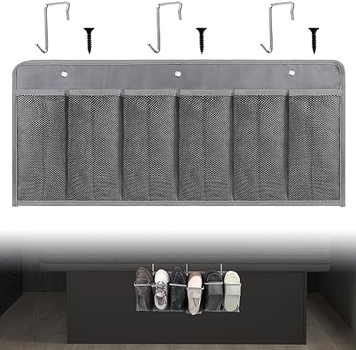 RVZONE RV Shoe Pockets 6 Large Pockets Heavy Hanging Bedside Storage Organizer with Sturdy Hooks Storage Pockets Hangs on bed for Shoes Toys and Tool Accessories