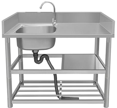 Lavandino Da Esterno Lavello Cucina In Acciaio Inox, Lavello Da Bar Autoportante Lavatoio Da Giardino Campeggio, Lavello Commerciale De Ristorante Professionale Con Rubinetto Per Garage, Lavanderia (