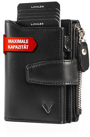 Lavalen Geldbörse Herren Groß mit Münzfach - Kartenetui Herren & Damen - Geldbörse PopUp - Wallets for Men Card Holder - Kreditkartenetui RFID - Geldbeutel (Napa-Schwarz)
