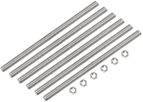 QUARKZMAN 15 Packung M6 x 250mm Volles Gewinde Stab mit 15 Packung Sechskant Muttern 1mm Gewinde Abstand 304 Edelstahl Rechtshänder Gewindestäbe Stabbolzen