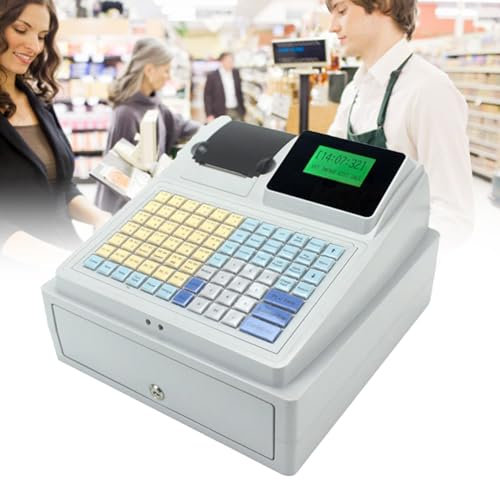 ZIXIAOS Elektronische Registrierkasse Mit 81 Tasten, Registrierkasse Für Kleine Unternehmen, Digitale LED-Registrierkasse, Für Den Einzelhandel Im Restaurant, Supermarkt