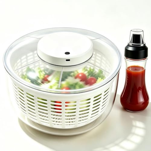 Essoreuse à salade électrique, 6 L, essoreuse à salade de grande capacité, séchoir à salade de légumes, salade de fruits, machine à laver, sèche-linge pour la maison, la cuisine, le lavage et le