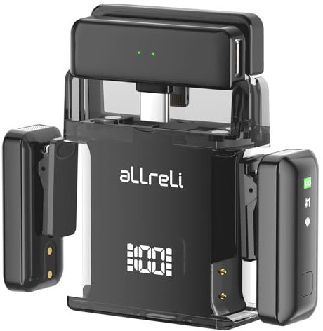 aLLreLi S51 Wireless Lavalier Microphones for iPhone - All USB-C (iPhone 15) and Lightning (iPhone 13/X) Devices, Ideal for Video Recording, Vlogging, YouTube, and TikTok