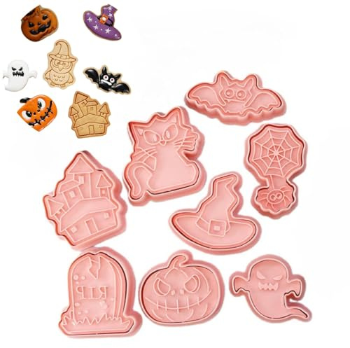 Yunguui Halloween Ausstechformen Set, 8 PCS Keksausstecher, Kunststoff