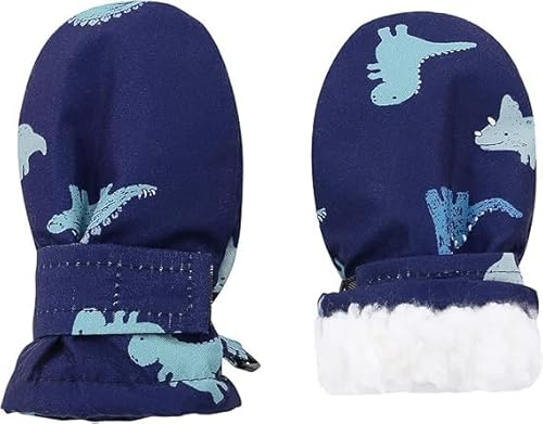 Zando Unisex Toddler Mittens Baby Gloves 6-18 Months Baby Girls Boys Mittens Winter Waterproof Thermal Ski Toddler Gloves 6-18 Months, Blue Dinosaur-1, S