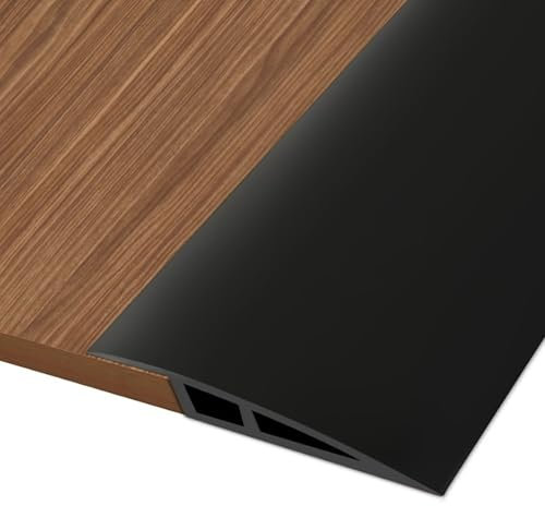 Hengrongshen PVC Türschwellen Leiste, 1M * 5CM Übergangsprofil Selbstklebend, Übergangsleiste Boden Höhenausgleich Abdeckleiste für Parkettböden Laminate Schwellen (Schwarz, für 5mm bis 10mm)