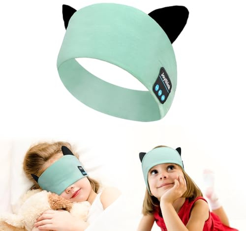 Joythink Bluetooth pannband för barn, hörlurar, sovmask, trådlösa hörlurar, inbyggda tunna, högtalare, barn, justerbart sportheadset för flickor, pojkar, barn, baby, småbarn, flygplan, resor, studie