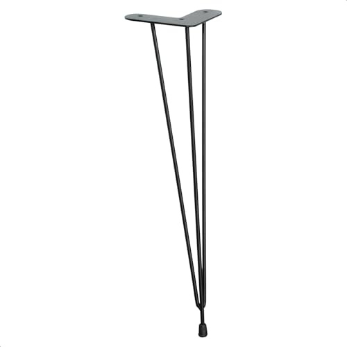 WAGNER Möbelbein/Tischbein/Möbelfuß - Design Hairpin - Retro Style - Stahl pulverbeschichtet schwarz, 12 x 12 x 40 cm, Bein konisch/schräg verlaufend, integrierte Anschraubplatte - 12820501