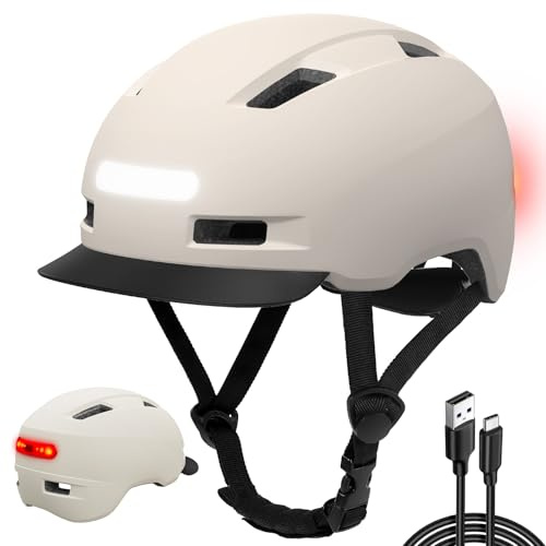 KINGLEAD casco da bicicletta, luce anteriore e posteriore (LED) 5 modalità di luce per uomini e donne Casco da bicicletta leggero per ciclismo trekking 55-59cm
