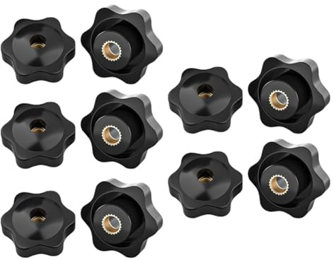 Remingtape 10er-Pack Pflaumenblüten-Muttern mit Gummikopf, Von Hand Festzuziehen, Schwarze Flügelmuttern, Mechanische Flügelmuttern mit Stern M6