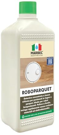 MARBEC ROBOPARQUET 1LT Detersivo concentrato a bassa schiumosità per la pulizia dei pavimenti in legno e parquet con per robot lavapavimenti. Pulisce a fondo e asciuga rapidamente.