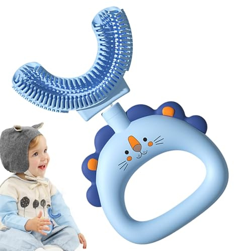 Kinder 360 Grad U-förmige Zahnbürste, U-förmige Kinderzähne Mundpflege | Weiche Silikonborsten Ganzmund putzen Instrument f