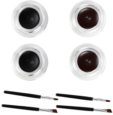4 Piezas 2 Color Liner Eyeliner Gel, Delineador de Ojos en Crema de Larga Duración, Negro y Marrón Gel Eyeliner a Prueba de Agua con Pinceles de Maquillaje
