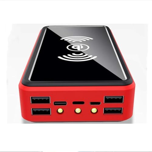Power Bank, bärbar snabbladdningsladdare, externt trådlöst/solbatteri/stor kapacitet 50 000 mAh/uppladdningsbar solenergi/mobiltelefon, röd, 100 000 mAh