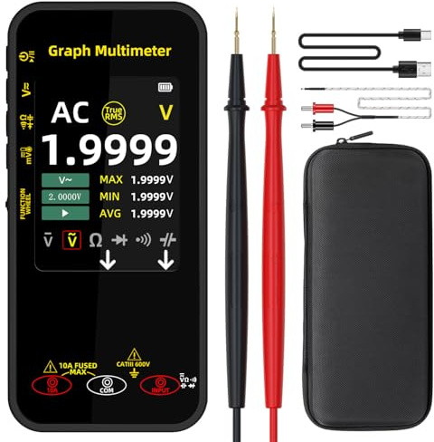 BSIDE S500 Multimètre Numérique 20000 Comptes Multimètre Graphique de Poche TRMS 1000V 10A avec Écran Couleur Rotatif, Testeur de Courant Tension Millivolt AC Peak Capacité Température