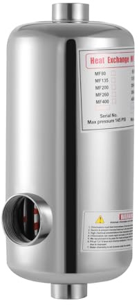 buedmsk Intercambiador de calor para piscina, 28 kW, 150 L/min, calentador de piscina, acero inoxidable, intercambiador de calor para piscinas, spas, jacuzzis, sistemas solares