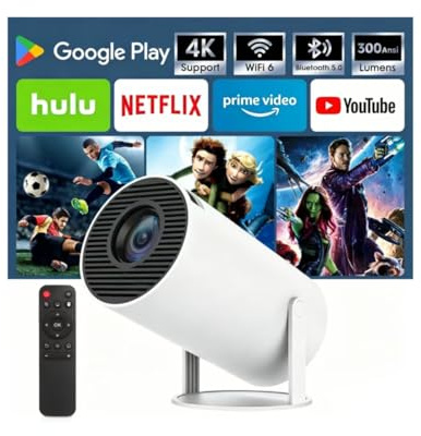 Mini Projector with WiFi & Bluetooth, SUMTAB 2026 Upgraded Portable Projector, 1080P & 4K Support Video Projector, Smart Projector for Home Outdoor, Compatible with iOS/Android/Windows