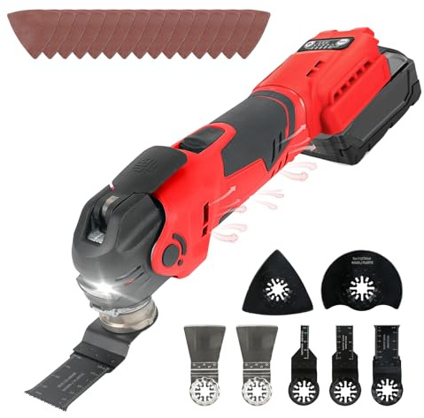Utensili oscillanti multifunzione per batteria Milwaukee 18 V, strumento oscillante senza spazzole con accessori da 22 pezzi, 5 velocità variabili, angolo di oscillazione 4° (senza batteria)