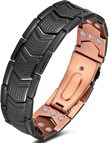 Jeracol Kupfer Magnetarmband Herren, 99% Reines kupferarmband mit ultrastarken Magneten, Einstellwerkzeug und Schmuck-Geschenkbox