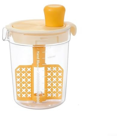 Honseadek Mezclador manual de aderezo de ensalada con escala de medición y tapa de drenaje, herramienta de cocina de polipropileno para mezclar salsas, aceites, especias, compacto, 15 x 9,5 x 9,5 cm