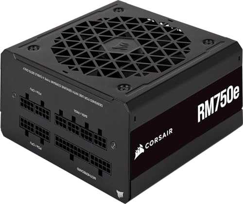Corsair RM750e (2023) Fully Modular Low-Noise Power Supply - ATX 3.1 & PCIe 5.1 Compliant - 105°C-Rated Capacitors - 80 Plus Gold Efficiency - Modern Standby Support - Black (Renewed)