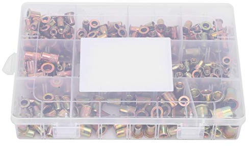 Set di dadi per rivettature cieche, 300 pezzi Accessori hardware verticali in acciaio zincato colorato, Dadi per rivetti antiruggine zincati per piastre e tubi metallici, Include