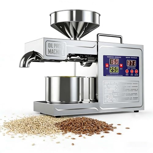 SIEEOUR Electric Oil Press, Seed Oil Maker,With 820w High Power, Automatic Kitchen Oil Extractor,Stainless Steel,For Cold/Hot Pressing Peanuts, Walnuts, Sesame, And Sunflower Seeds
