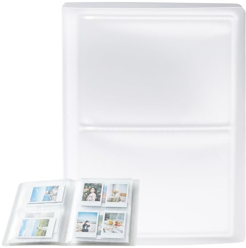 YALOJE Photo Album for 4x3 Pictures, Mini Photo Book for 80 Pockets Hold 160 Pictures, Picture Albums with PP Plastic Cover and Sticker for Family Anniversaries Postcards Vacations- 1 Pcs, Clear