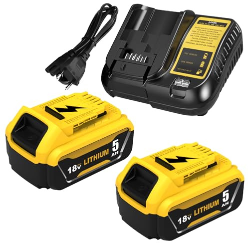 2 x DCB184 para DeWalt Batería 18V 5.0Ah + Dewalt Cargador 18V 3A batería de Herramientas DCB182 DCB180 DCB184 DCB200 DCB182 DCB181 DCB201