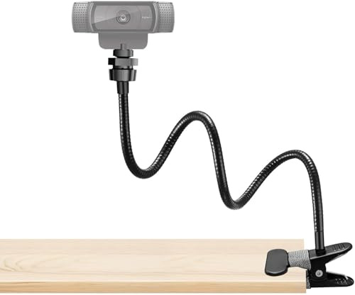 LenTok Webcam Stand Phone Mount for Desk, Gooseneck Desktop Tripod & Tabletop Phone Holder with Clamp & 1/4 Thread, Compatible with Action Camera GoPro C922 C930e C920S C920 615 C960 C920x Brio