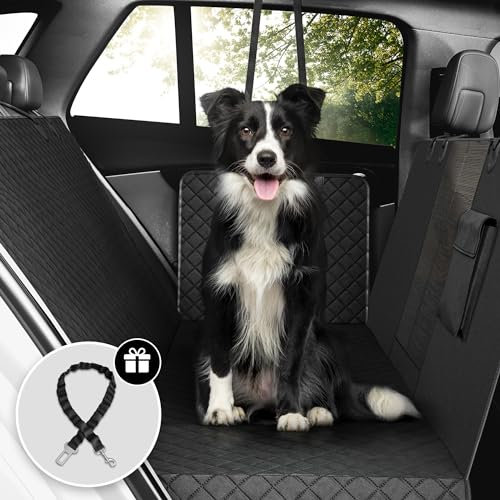 Hundedecke Auto Rückbank / Kofferraum / Vordersitz + Hundegurt | Wasserdicht Rutschfest Waschbar | Hunde Autoschutz Kofferraumschutz Autositz Sitzschutz | Autodecke Schutzdecke Schondecke Weich