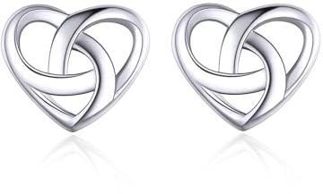 ChicSilver Silver Earrings for Women 925 Sterling Silver Celtic Heart Knot Stud Earring Irish Gifts for Ladies Mom